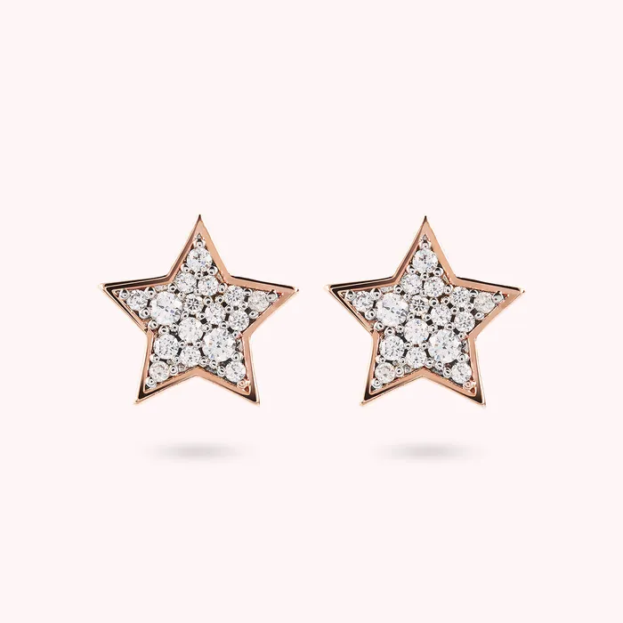 Earrings Bronzallure Orecchini Stella a Lobo con Pav in Cubic Zirconia