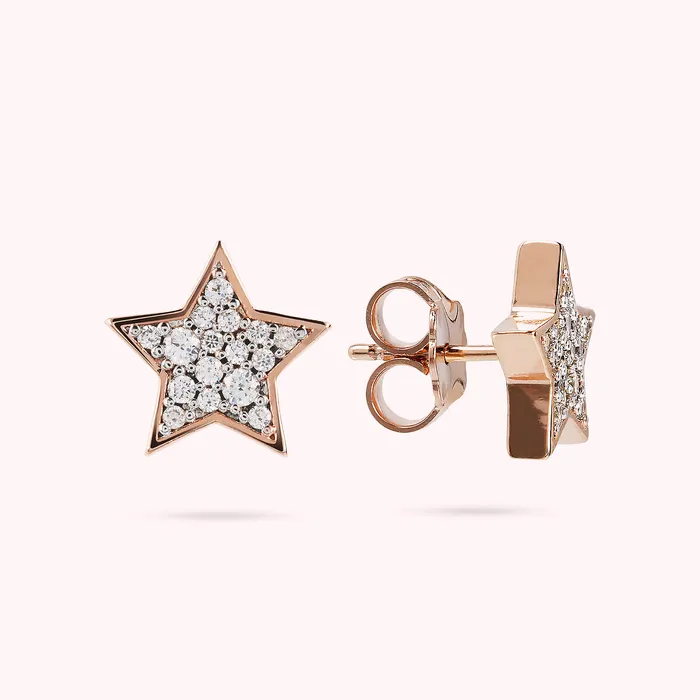 Earrings Bronzallure Orecchini Stella a Lobo con Pav in Cubic Zirconia
