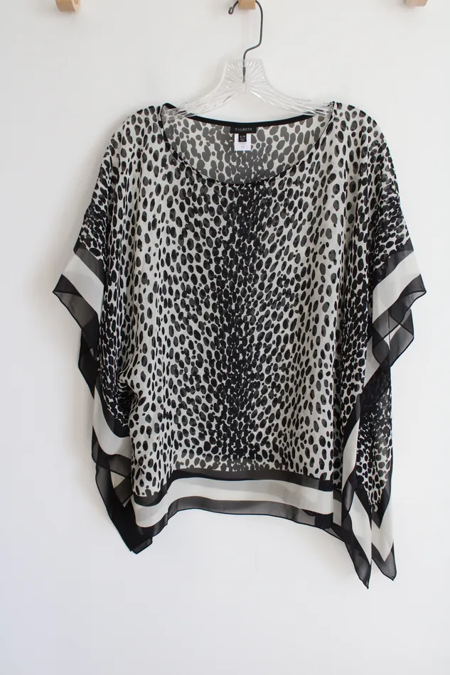 Earrings Talbots Silk Cheetah Print Chiffon Poncho Style Blouse SM Talbots