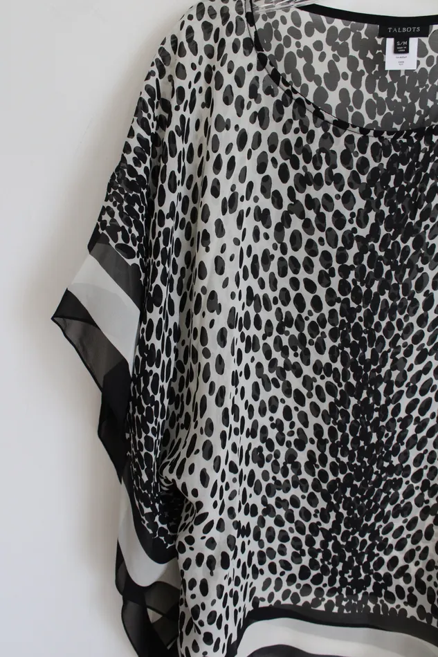 Earrings Talbots Silk Cheetah Print Chiffon Poncho Style Blouse SM Talbots