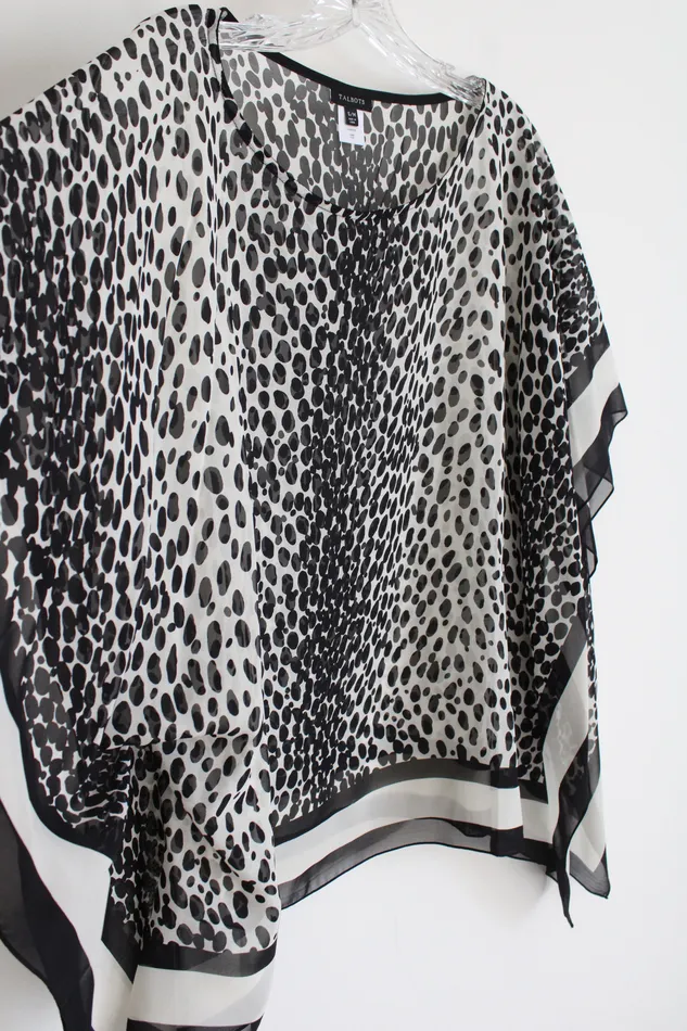 Earrings Talbots Silk Cheetah Print Chiffon Poncho Style Blouse SM Talbots