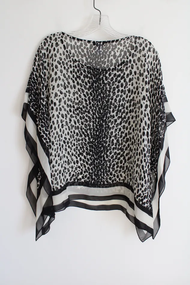Earrings Talbots Silk Cheetah Print Chiffon Poncho Style Blouse SM Talbots