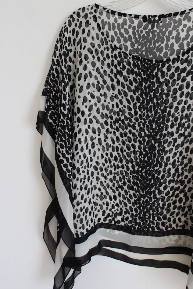 Earrings Talbots Silk Cheetah Print Chiffon Poncho Style Blouse SM Talbots