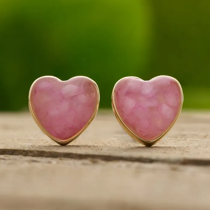 Gold Sterling Silver Rose Quartz Heart Studs Chadds Ford Jewelry Necklaces