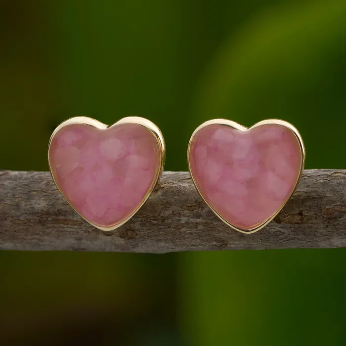 Gold Sterling Silver Rose Quartz Heart Studs Chadds Ford Jewelry Necklaces
