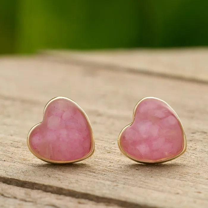 Gold Sterling Silver Rose Quartz Heart Studs Chadds Ford Jewelry Necklaces
