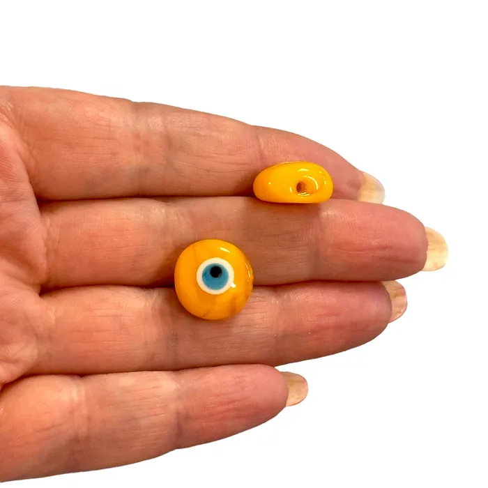 Hand Made Murano Glass Orange Evil Eye Charm Peppy Beads Necklaces