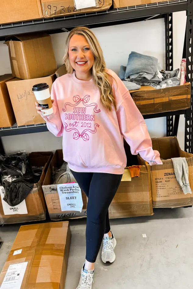 Necklaces Dash Forward Sew Southern Bow Sweatshirt Light Pink