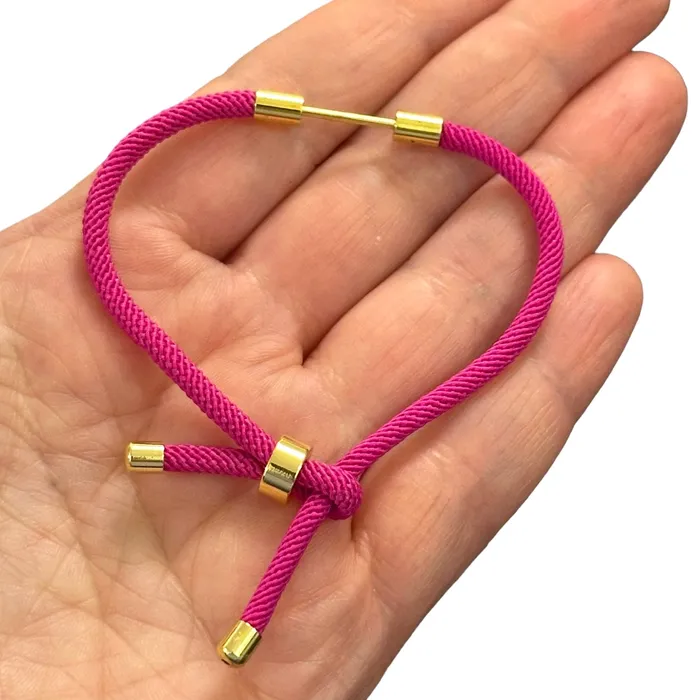 Peppy Beads Bracelets 24Kt Gold Plated Fuchsia Cord Bracelet Blank With Screw Clasp