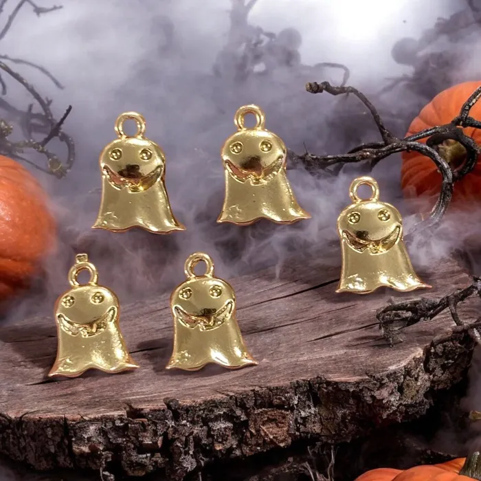 Peppy Beads Earrings 24Kt Gold Plated Ghost Charms Halloween Collection 5 pcs in a pack