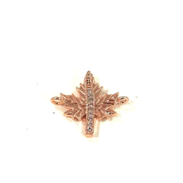 Peppy Beads Leaf Double Loop Rose Gold Plated Charms Bracelet Charms Connector Charms Bracelets