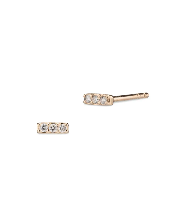 RACHEL LYNN CHICAGO Tiny Gold Diamond Bar Studs Necklaces