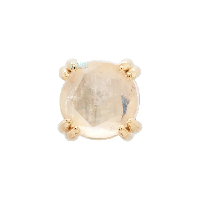 Body Vision BVLA Earrings threadless Rose Cut Rainbow Moonstone Prong Set Pin in Gold