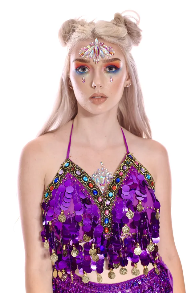 Earrings THE LUMi SHOP Violet Queen Coin Sequin Halter Top