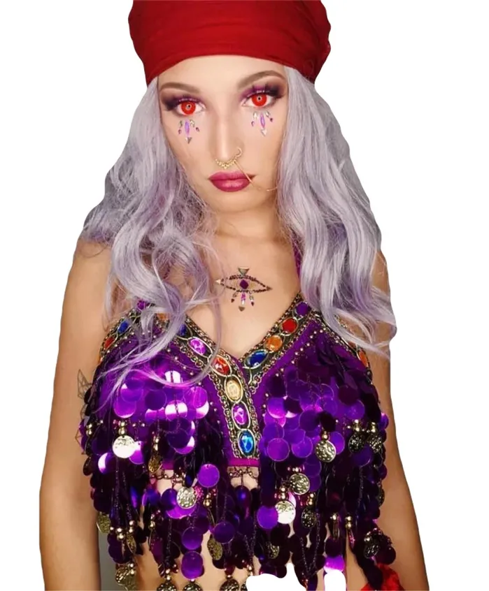 Earrings THE LUMi SHOP Violet Queen Coin Sequin Halter Top