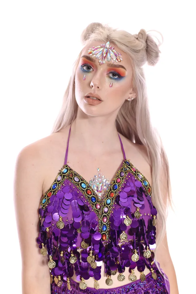 Earrings THE LUMi SHOP Violet Queen Coin Sequin Halter Top
