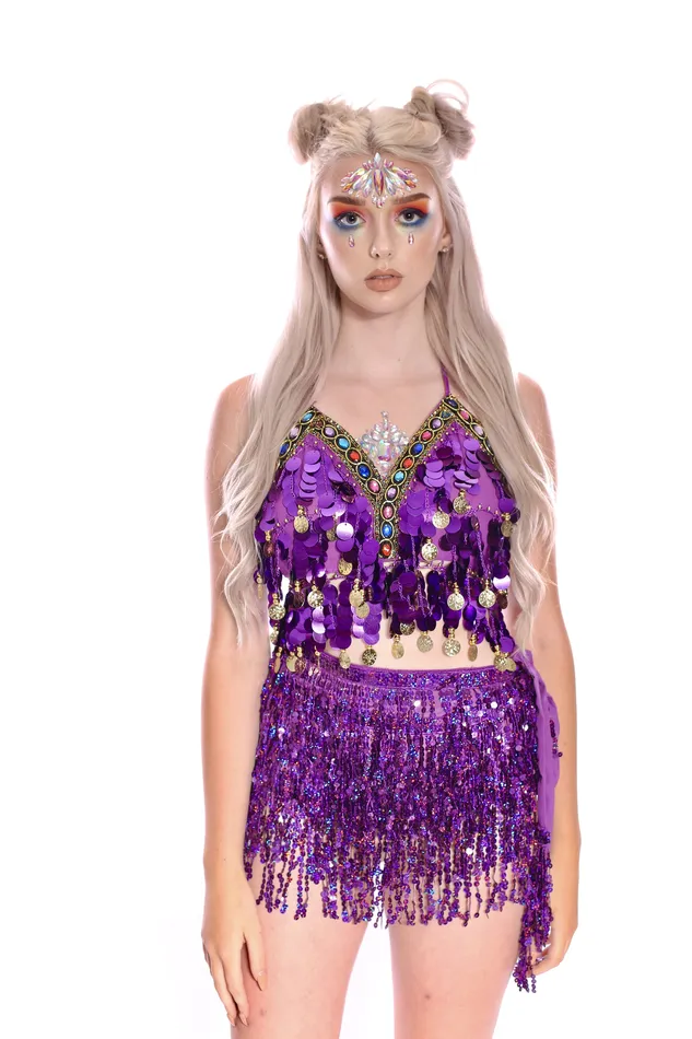 Earrings THE LUMi SHOP Violet Queen Coin Sequin Halter Top