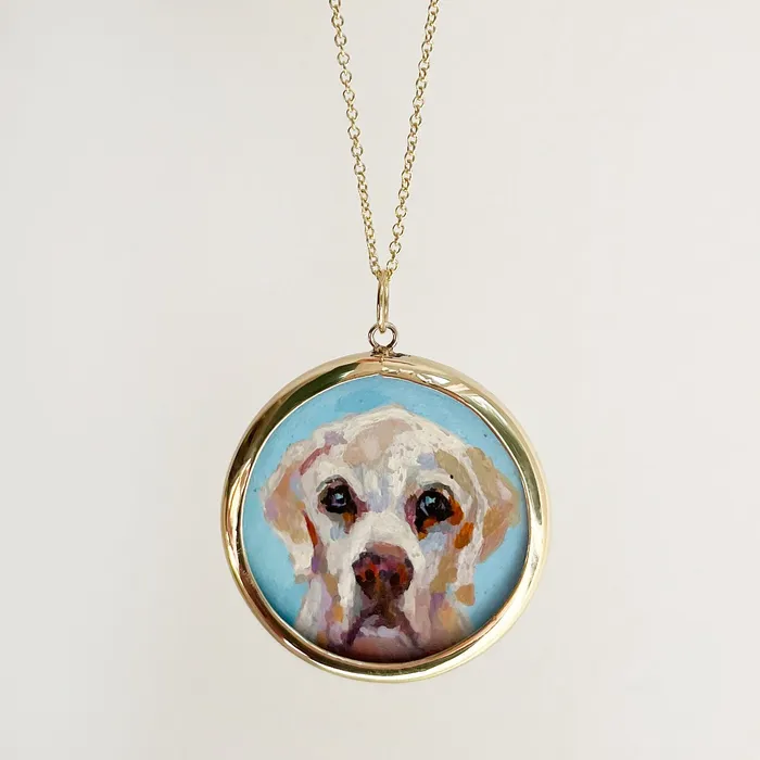 Fox Bond Originals Necklaces The FB Custom HandPainted Pet Portrait Necklace With Rose Cut Sapphires