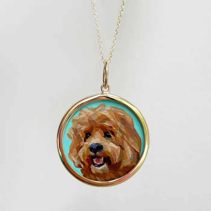 Fox Bond Originals Necklaces The FB Custom HandPainted Pet Portrait Necklace With Rose Cut Sapphires