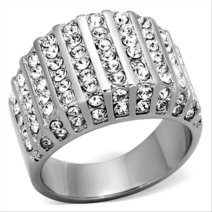 Green CJG2060 Stainless Steel Top Grade Crystal Ring Rings