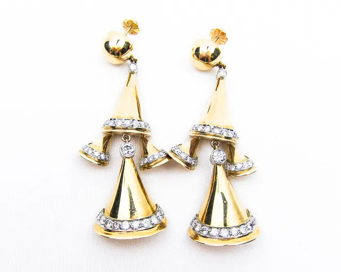 Isadoras LD Earrings Retro DiamondAccented BellShaped Dangle Earrings