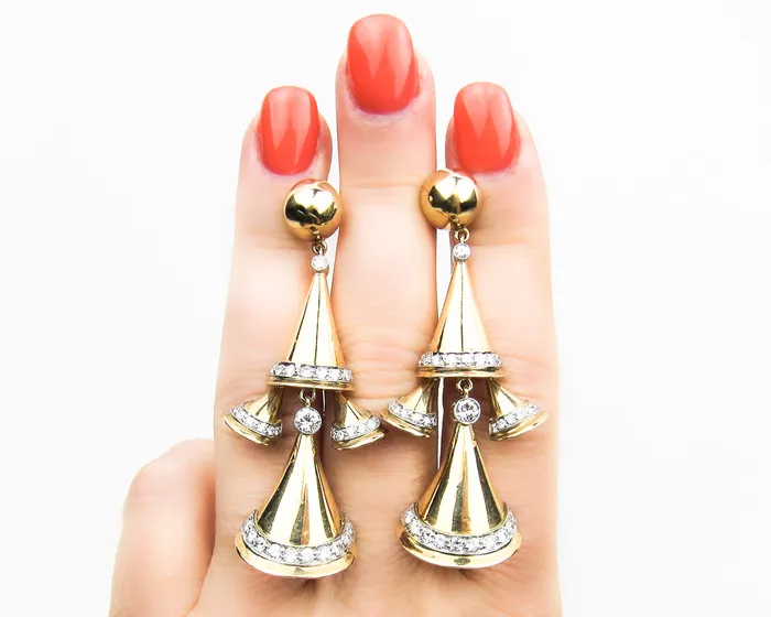 Isadoras LD Earrings Retro DiamondAccented BellShaped Dangle Earrings