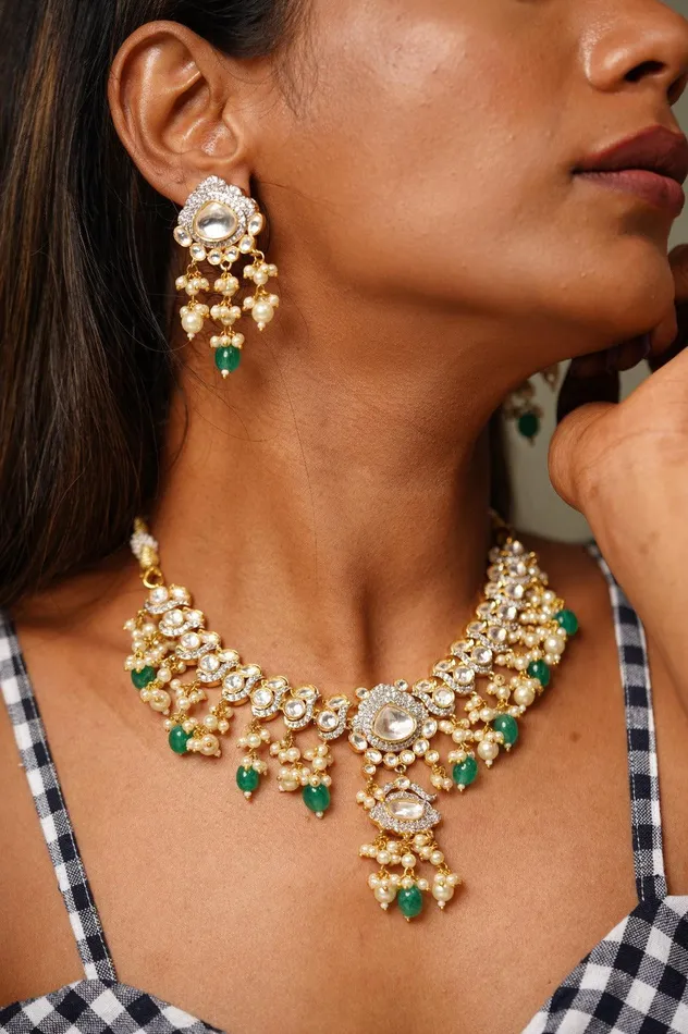 Lohini Uncut Diamond Polki Set attrangi Earrings