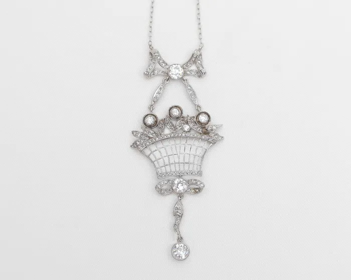 Necklaces Isadoras LD Edwardian Flower Basket Diamond Necklace