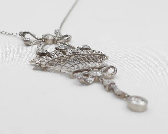 Necklaces Isadoras LD Edwardian Flower Basket Diamond Necklace