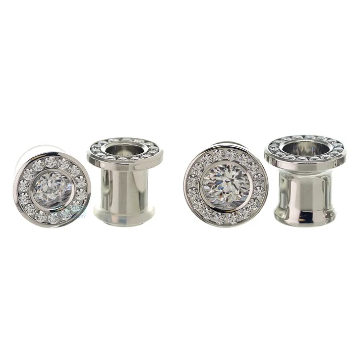 Necklaces Super Gemmed BIG BLING Plugs Eyelets with BrilliantCut Gems Cubic Zirconia Anatometal
