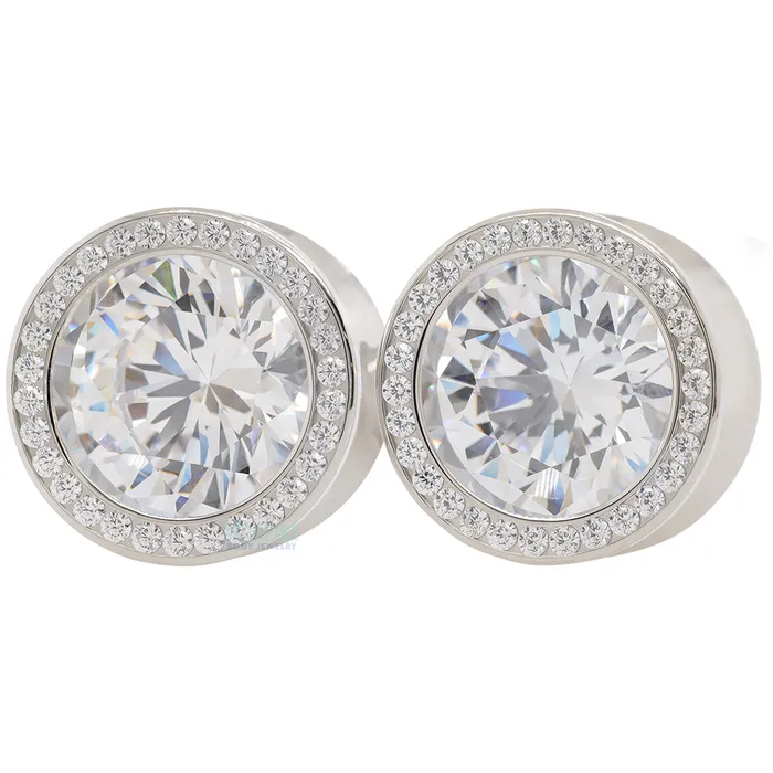 Necklaces Super Gemmed BIG BLING Plugs Eyelets with BrilliantCut Gems Cubic Zirconia Anatometal
