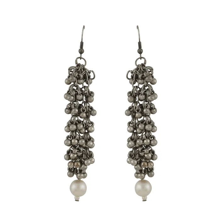 Necklaces Teejh Ruksaar Silver Oxidised Pearl Necklace Set