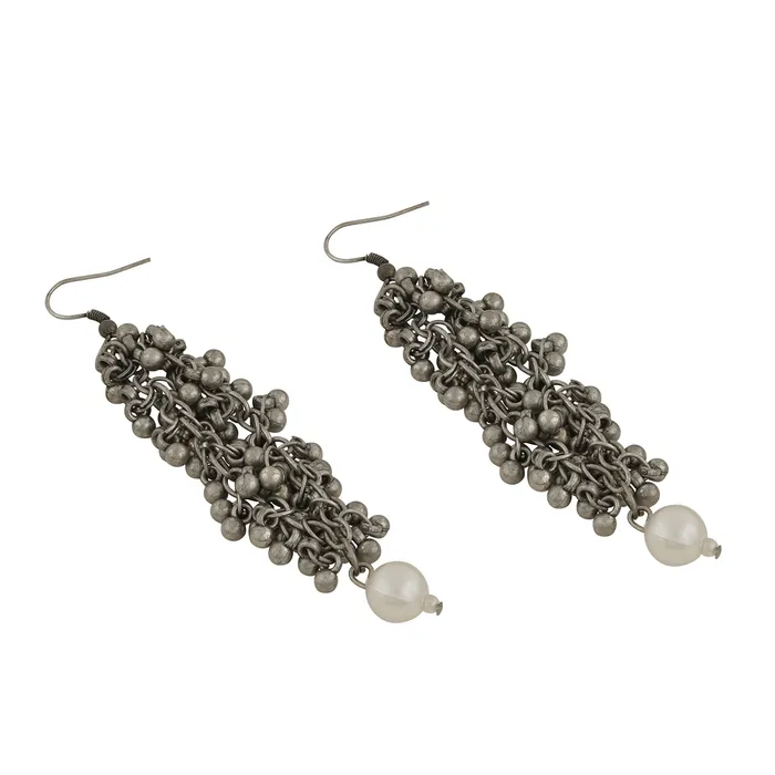 Necklaces Teejh Ruksaar Silver Oxidised Pearl Necklace Set