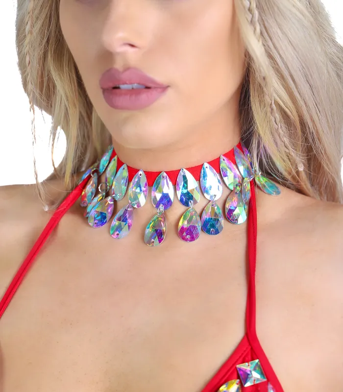 Necklaces THE LUMI SHOP Red Iridescent Gem Necklace