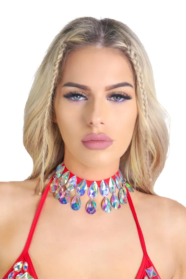 Necklaces THE LUMI SHOP Red Iridescent Gem Necklace Necklaces THE LUMI SHOP Red Iridescent Gem Necklace