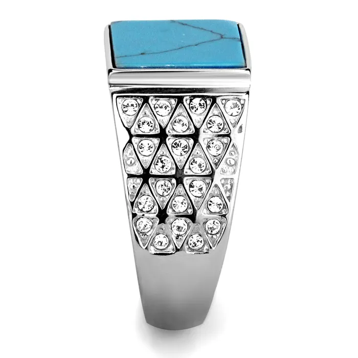 Rings CJE3004 Wholesale Mens Stainless Steel Square Synthetic Turquoise Ring Green Rings CJE3004 Wholesale Mens Stainless Steel Square Synthetic Turquoise Ring Green