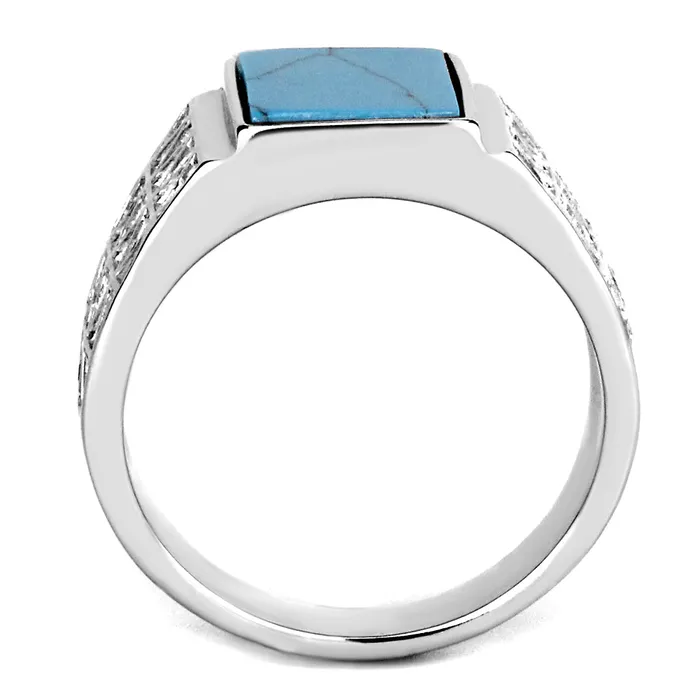 Rings CJE3004 Wholesale Mens Stainless Steel Square Synthetic Turquoise Ring Green Rings CJE3004 Wholesale Mens Stainless Steel Square Synthetic Turquoise Ring Green