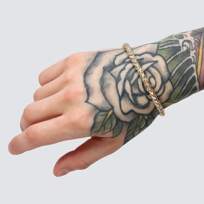 Saints Gold Co Bracelets 50MM Saint Franco Bracelet TwoTone Prism Cut Saints Gold Co Bracelets 50MM Saint Franco Bracelet TwoTone Prism Cut