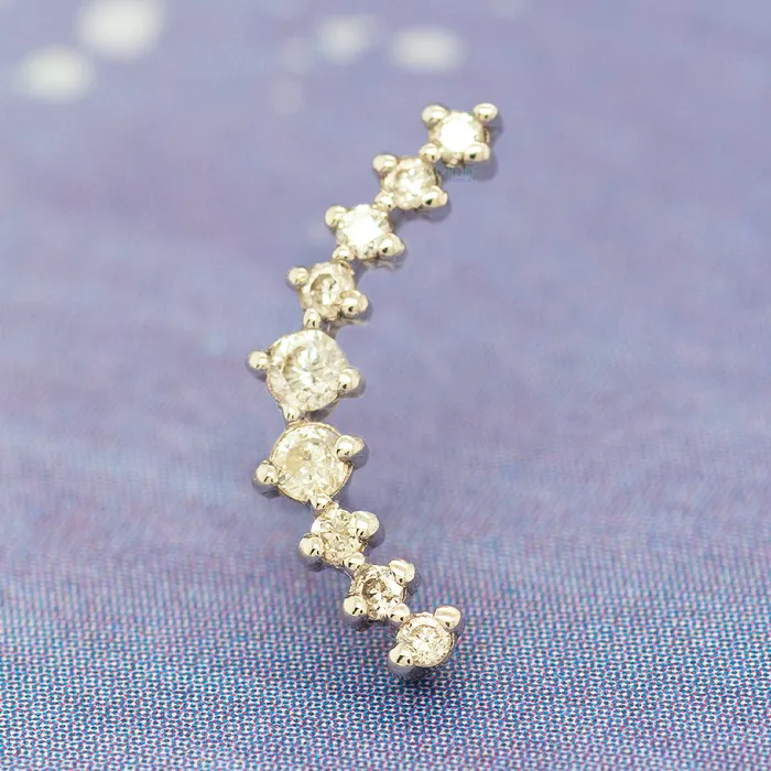 Tawapa Earrings threadless Sling Pin in Gold with Gemstones