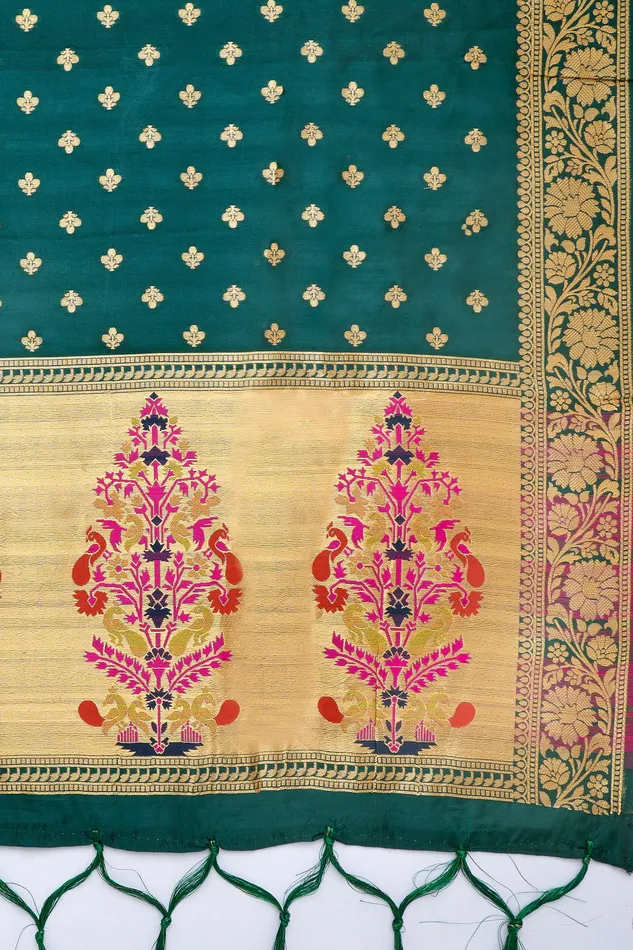 Teejh Earrings Teejh Chandra Green Banarasi Dupatta