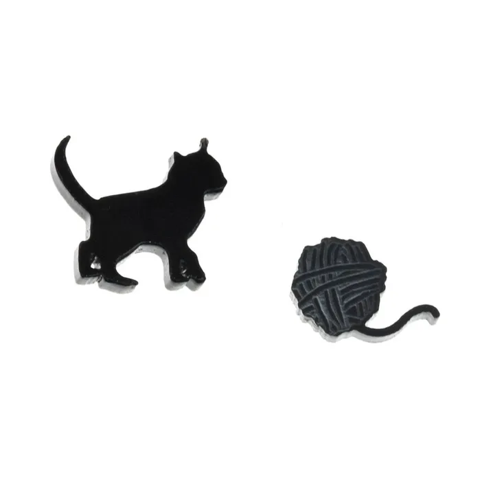 VincaUSA Earrings Kitten Yarn Earrings Set of Two in Black