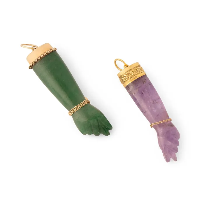 Vintage Bracelets Amethyst and 14K Gold Figa Charm with Diamond Bracelet