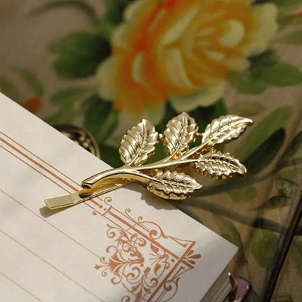 01 Earrings H317 Gold 5 Leaf Hair Clip