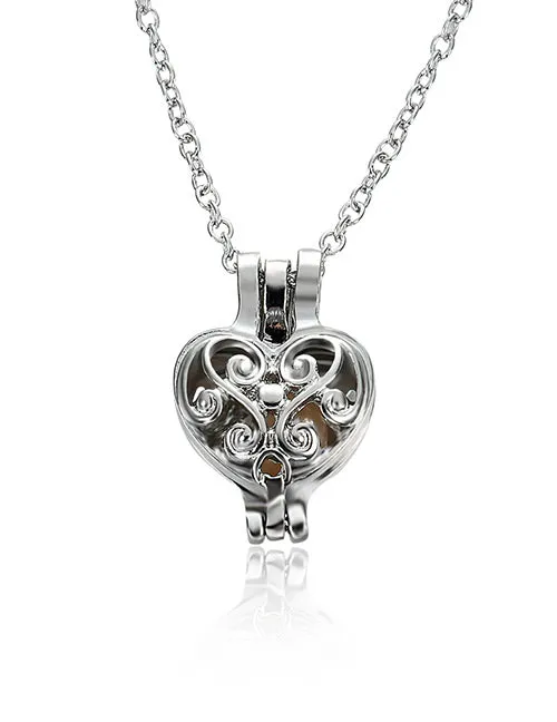 02 Necklaces N686 Silver Short Chain Hinged Heart Necklace with FREE Earrings