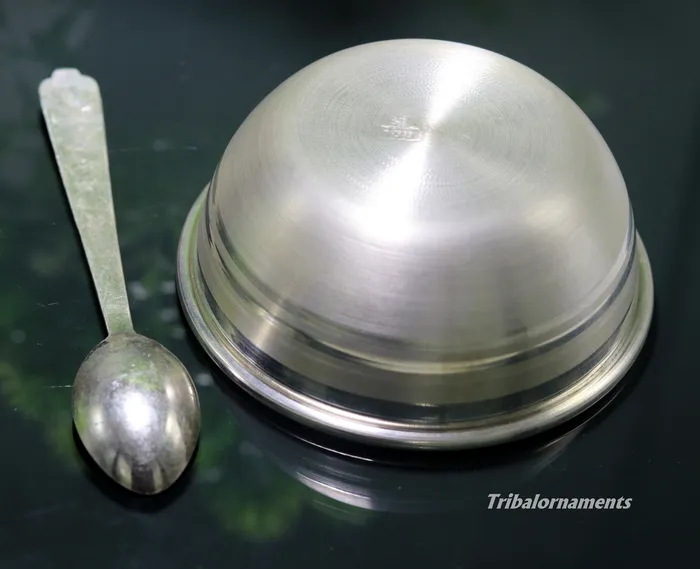 999 pure sterling silver handmade silver bowl and spoon set silver has antibacterial properties keep stay healthy silver vessels sv21 TRIBAL ORNAMENTS Rings 999 pure sterling silver handmade silver bowl and spoon set silver has antibacterial properties keep stay healthy silver vessels sv21 TRIBAL ORNAMENTS Rings
