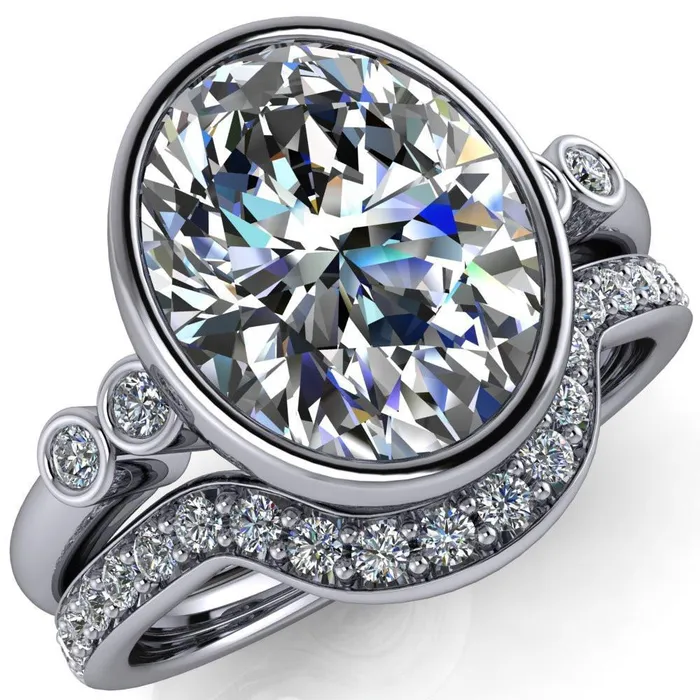 Amelie Oval Center Stone Full Bezel Engagement Ring Fire Brilliance Rings Amelie Oval Center Stone Full Bezel Engagement Ring Fire Brilliance Rings