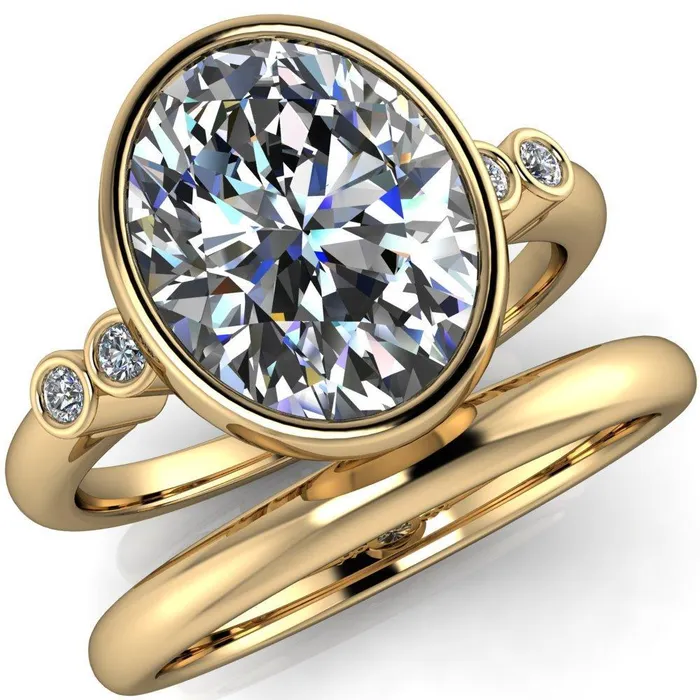 Amelie Oval Center Stone Full Bezel Engagement Ring Fire Brilliance Rings