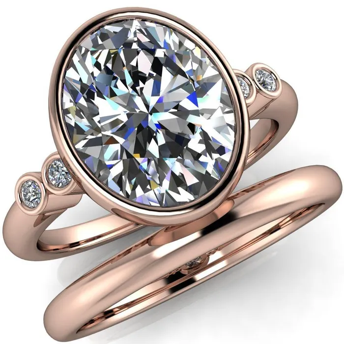Amelie Oval Center Stone Full Bezel Engagement Ring Fire Brilliance Rings