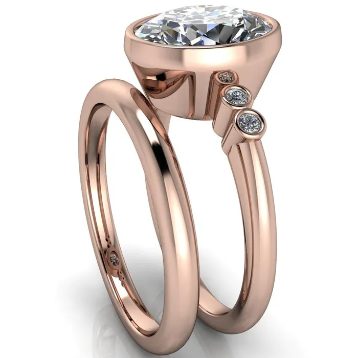Amelie Oval Center Stone Full Bezel Engagement Ring Fire Brilliance Rings
