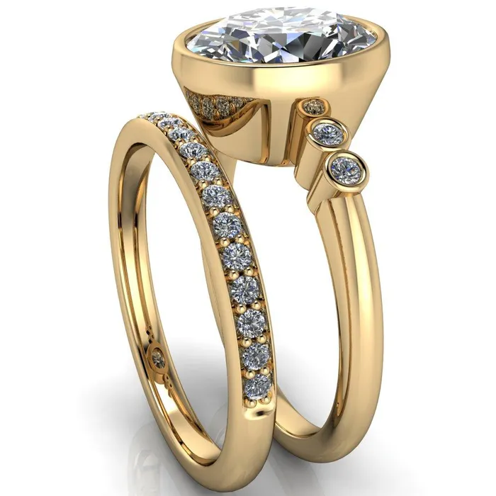 Amelie Oval Center Stone Full Bezel Engagement Ring Fire Brilliance Rings